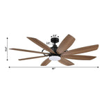 60" Antone Industrial DC Motor Downrod Mount Reversible Ceiling Fan with Lighting and Remote Control - Parrot Uncle UK