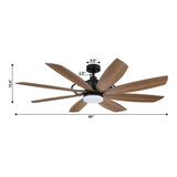 60" Antone Industrial DC Motor Downrod Mount Reversible Ceiling Fan with Lighting and Remote Control - Parrot Uncle UK