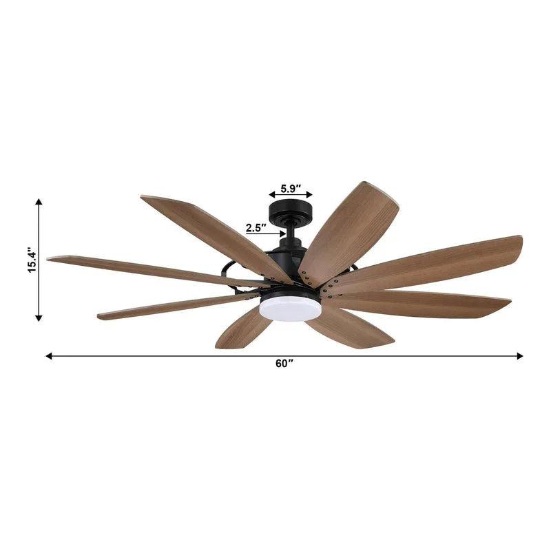 60" Antone Industrial DC Motor Downrod Mount Reversible Ceiling Fan with Lighting and Remote Control - Parrot Uncle UK