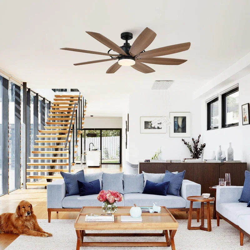 60" Antone Industrial DC Motor Downrod Mount Reversible Ceiling Fan with Lighting and Remote Control - Parrot Uncle UK