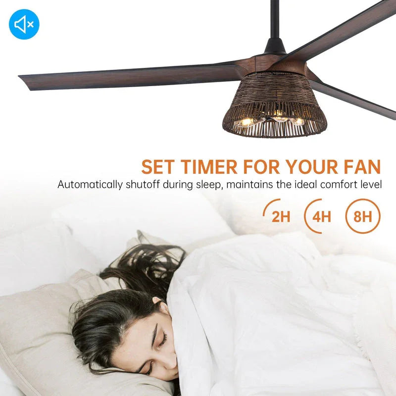 60" Farmhouse Downrod Mount Reversible Ceiling Fan with Lighting and Remote Control - Parrot Uncle UK