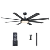 75" Industrial DC Motor Downrod Mount Reversible Ceiling Fan with Lighting and Remote Control