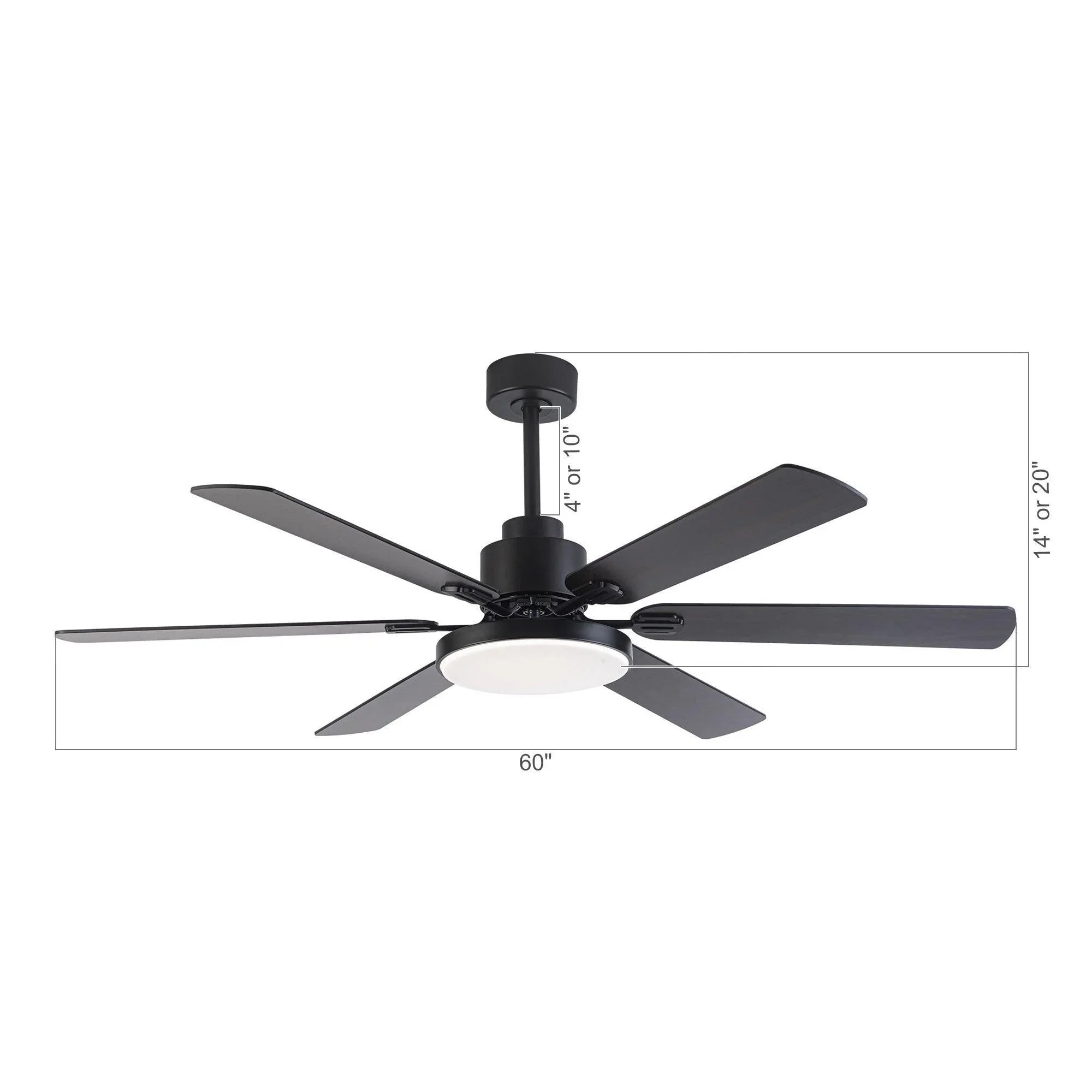 60" Industrial DC Motor Downrod Mount Reversible Ceiling Fan with Lighting and Remote Control - Parrot Uncle UK