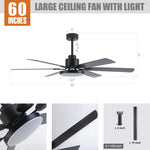 60" Industrial DC Motor Downrod Mount Reversible Ceiling Fan with Lighting and Remote Control - Parrot Uncle UK