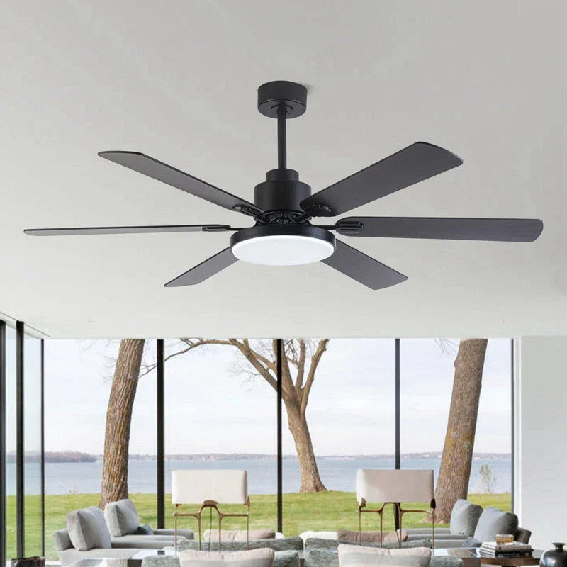 152cm (60") Industrial DC Motor Downrod Mount Reversible Ceiling Fan with Lighting and Remote Control