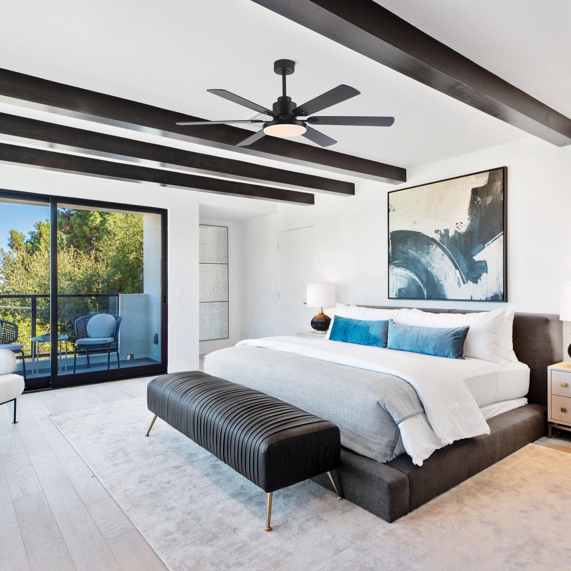 60" Industrial DC Motor Downrod Mount Reversible Ceiling Fan with Lighting and Remote Control - Parrot Uncle UK