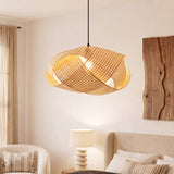 BEATRIZ Earthy Wabi-Sabi Wave Bamboo Pendant Light 50 cm Diameter