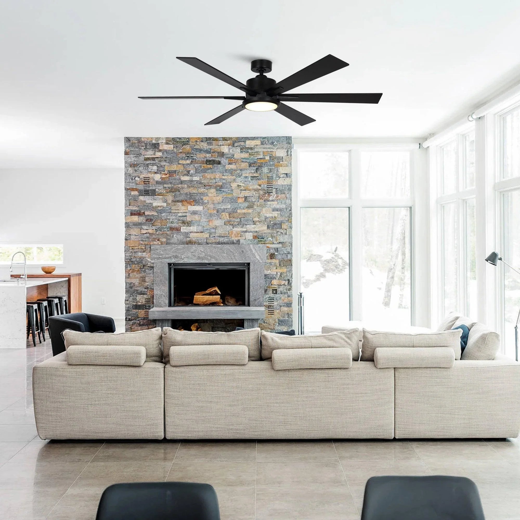 165cm (65") Amold Industrial Downrod Mount Ceiling Fan with Lighting and Remote Control