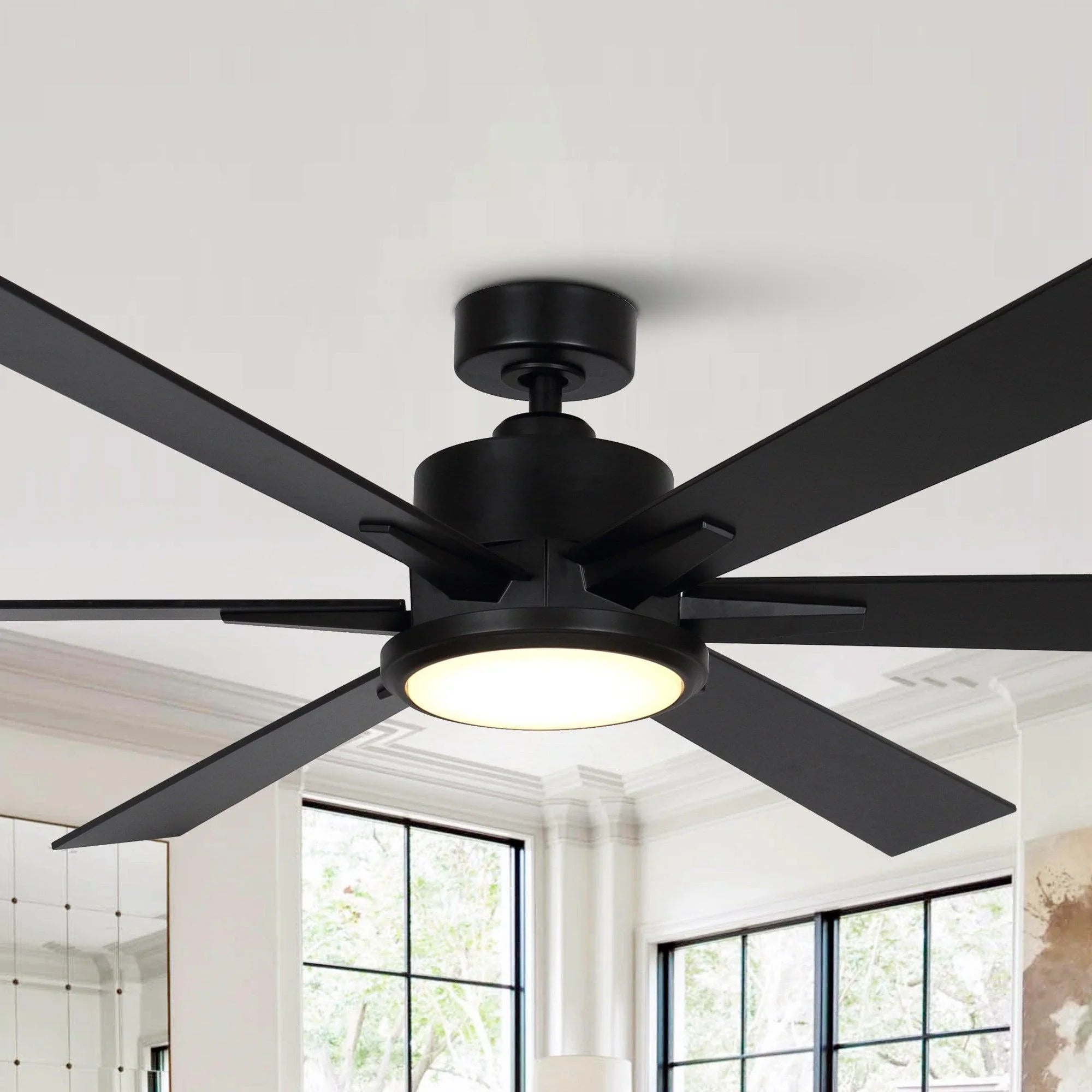 65" Amold Industrial Downrod Mount Ceiling Fan with Lighting and Remote Control - Parrot Uncle UK