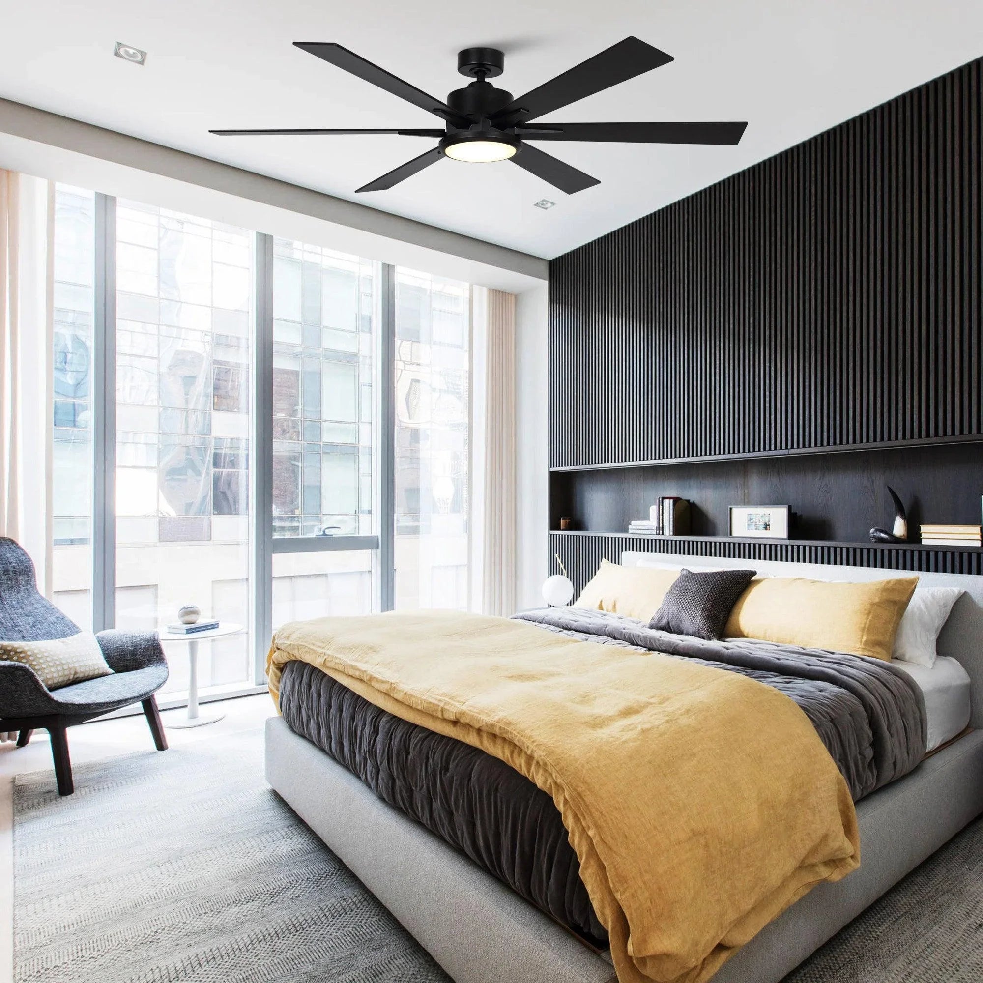 65" Amold Industrial Downrod Mount Ceiling Fan with Lighting and Remote Control - Parrot Uncle UK