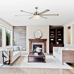 65" Modern Brushed Nickel DC Motor Downrod Mount Reversible Ceiling Fan with Lighting and Remote Control - Parrot Uncle UK