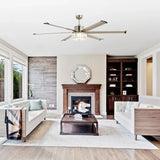 65" Modern Brushed Nickel DC Motor Downrod Mount Reversible Ceiling Fan with Lighting and Remote Control - Parrot Uncle UK