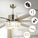65" Modern Brushed Nickel DC Motor Downrod Mount Reversible Ceiling Fan with Lighting and Remote Control - Parrot Uncle UK