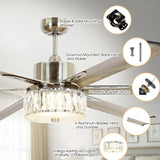 65" Modern Brushed Nickel DC Motor Downrod Mount Reversible Ceiling Fan with Lighting and Remote Control - Parrot Uncle UK