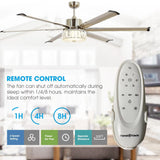 65" Modern Brushed Nickel DC Motor Downrod Mount Reversible Ceiling Fan with Lighting and Remote Control - Parrot Uncle UK