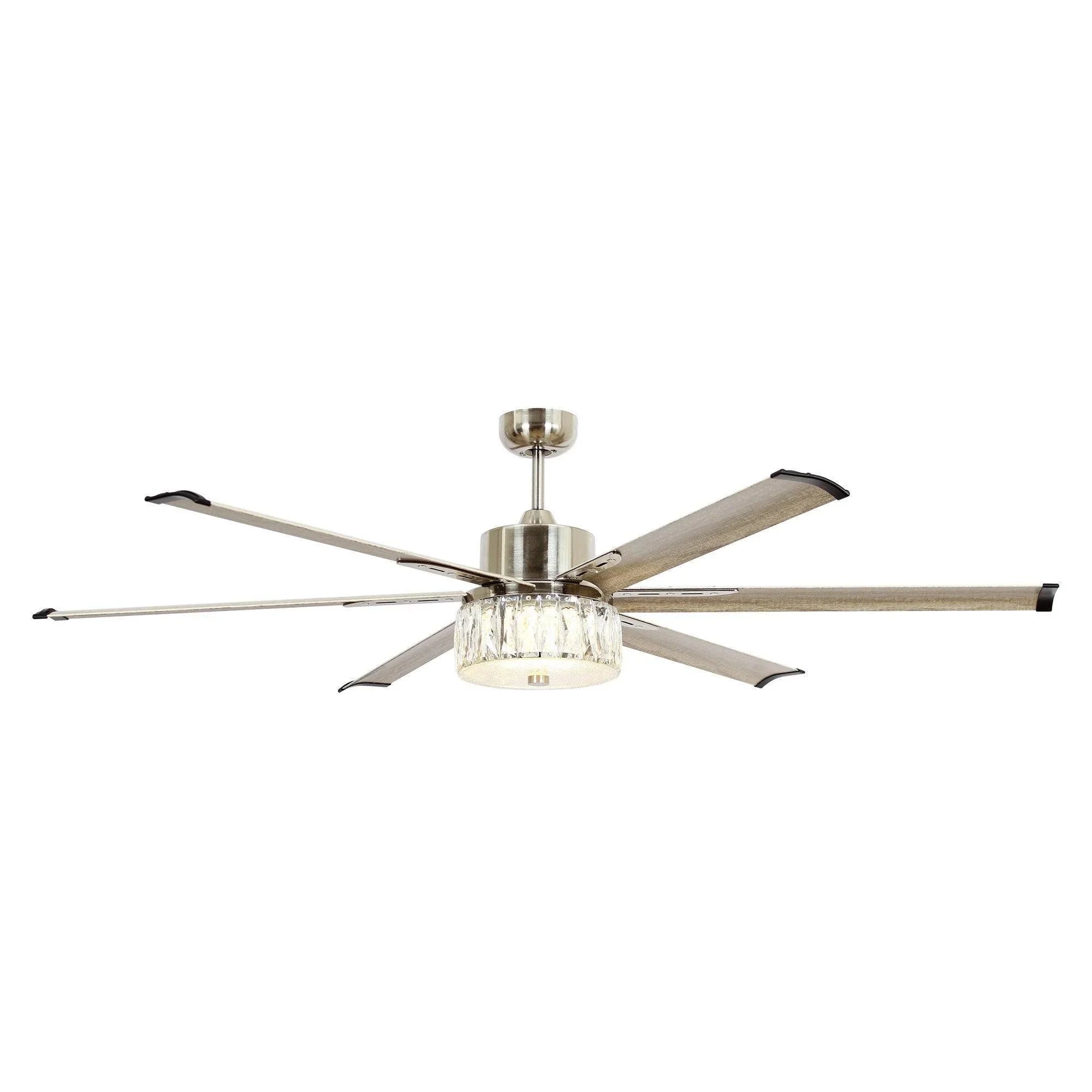 165cm (65") Modern Brushed Nickel DC Motor Downrod Mount Reversible Ceiling Fan with Lighting and Remote Control