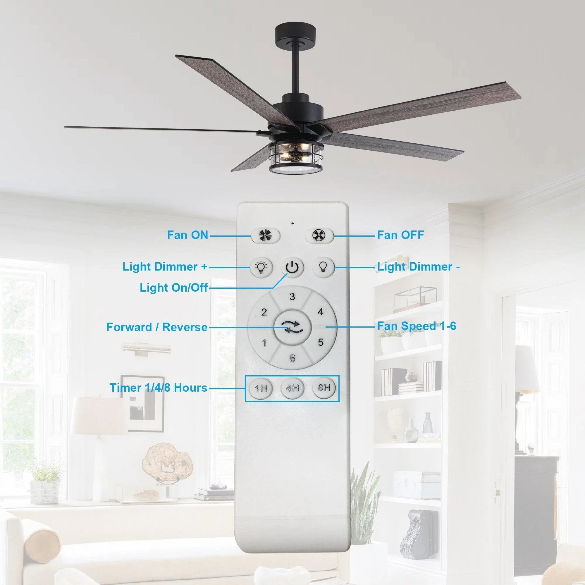 65" Modern Reversible Ceiling Fan with Lighting and Remote Control - Parrot Uncle UK
