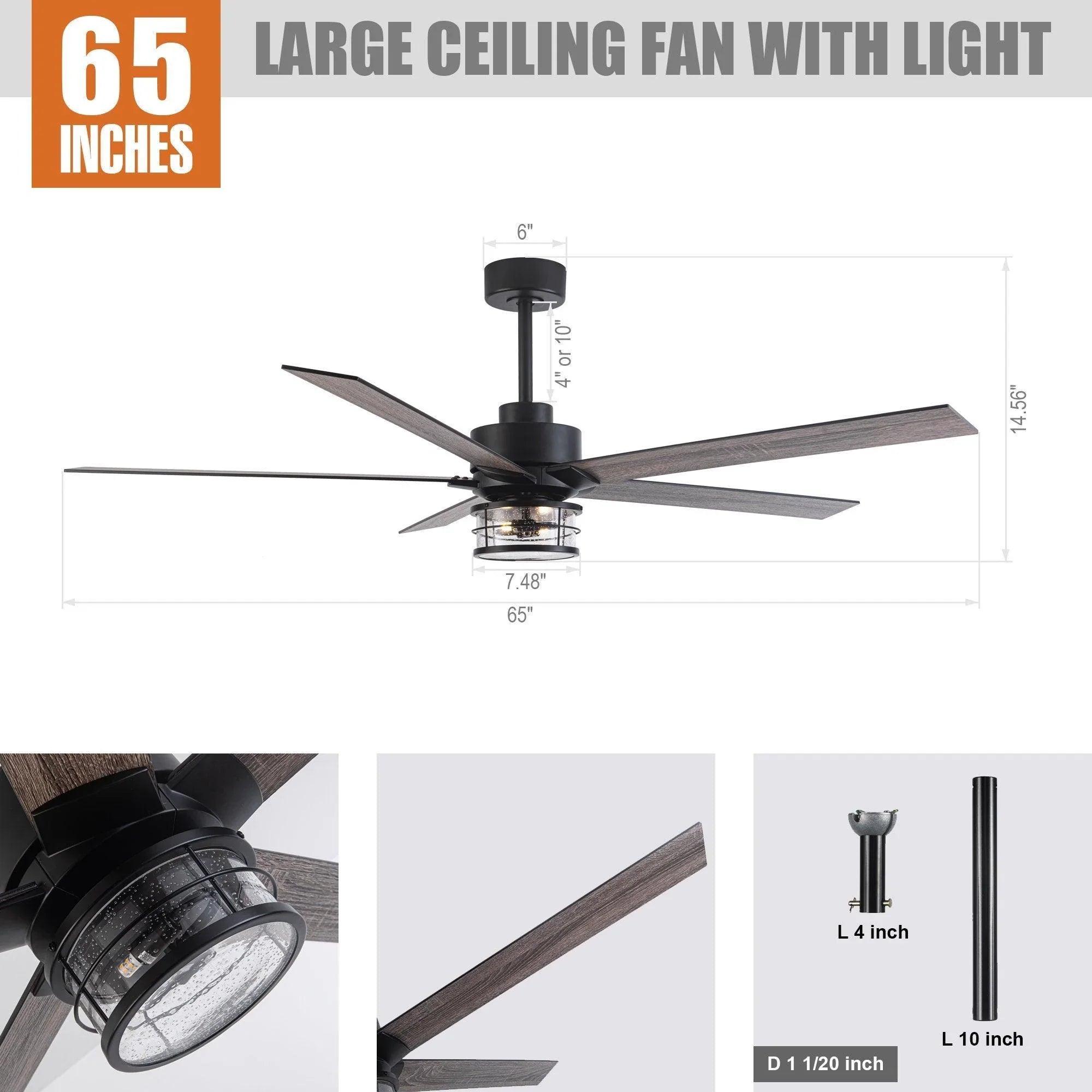 65" Modern Reversible Ceiling Fan with Lighting and Remote Control - Parrot Uncle UK