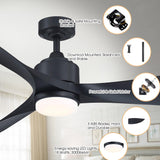 66" Misael Propeller Industrial DC Motor Ceiling Fan with LED Lighting