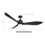 66" Misael Propeller Industrial DC Motor Ceiling Fan with LED Lighting