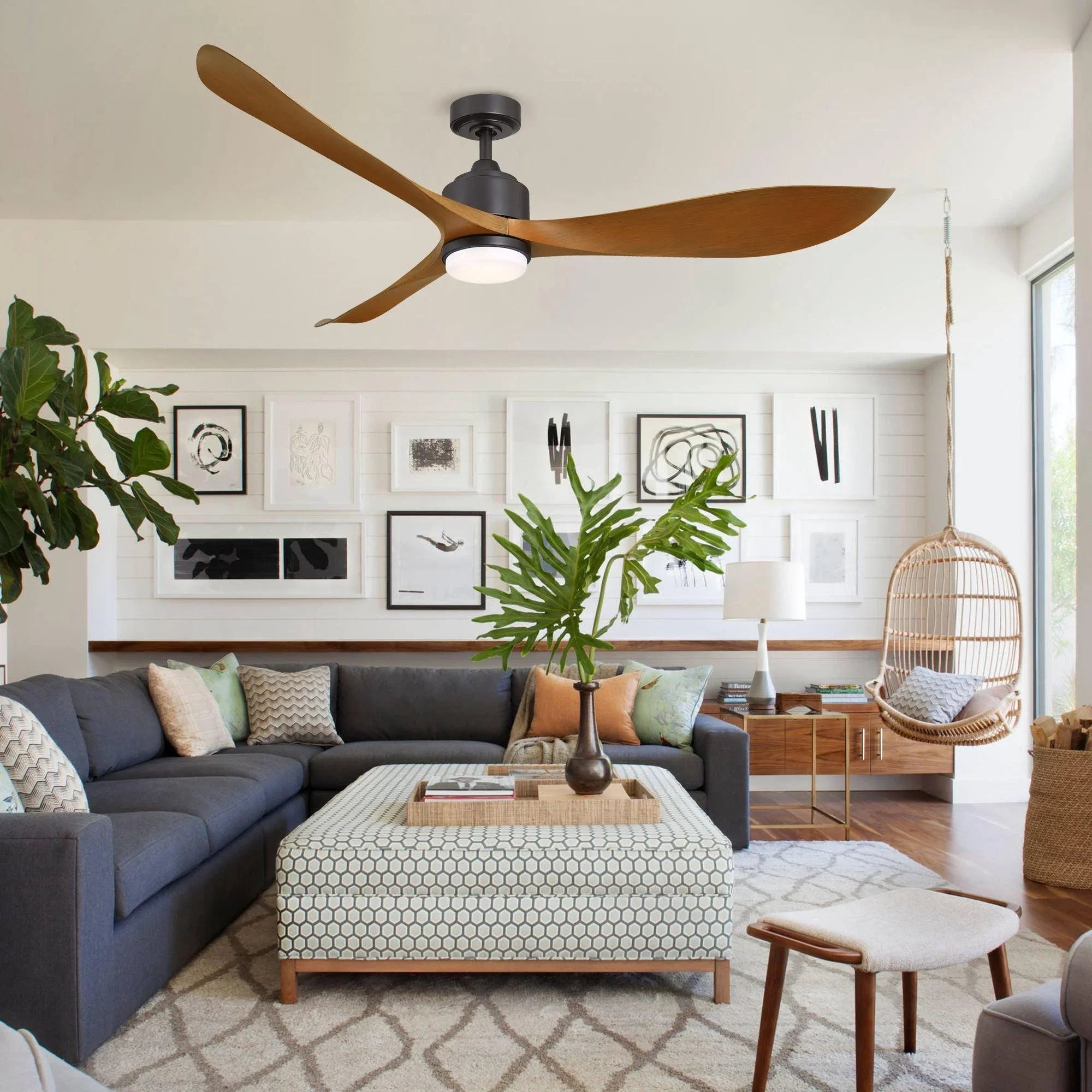 167cm(66'') Misael Propeller Industrial DC Motor Ceiling Fan with LED Lighting