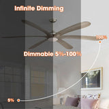 72" Jaydn Farmhouse Satin Nickel DC Motor Downrod Mount Reversible Ceiling Fan with Lighting and Remote Control - Parrot Uncle UK