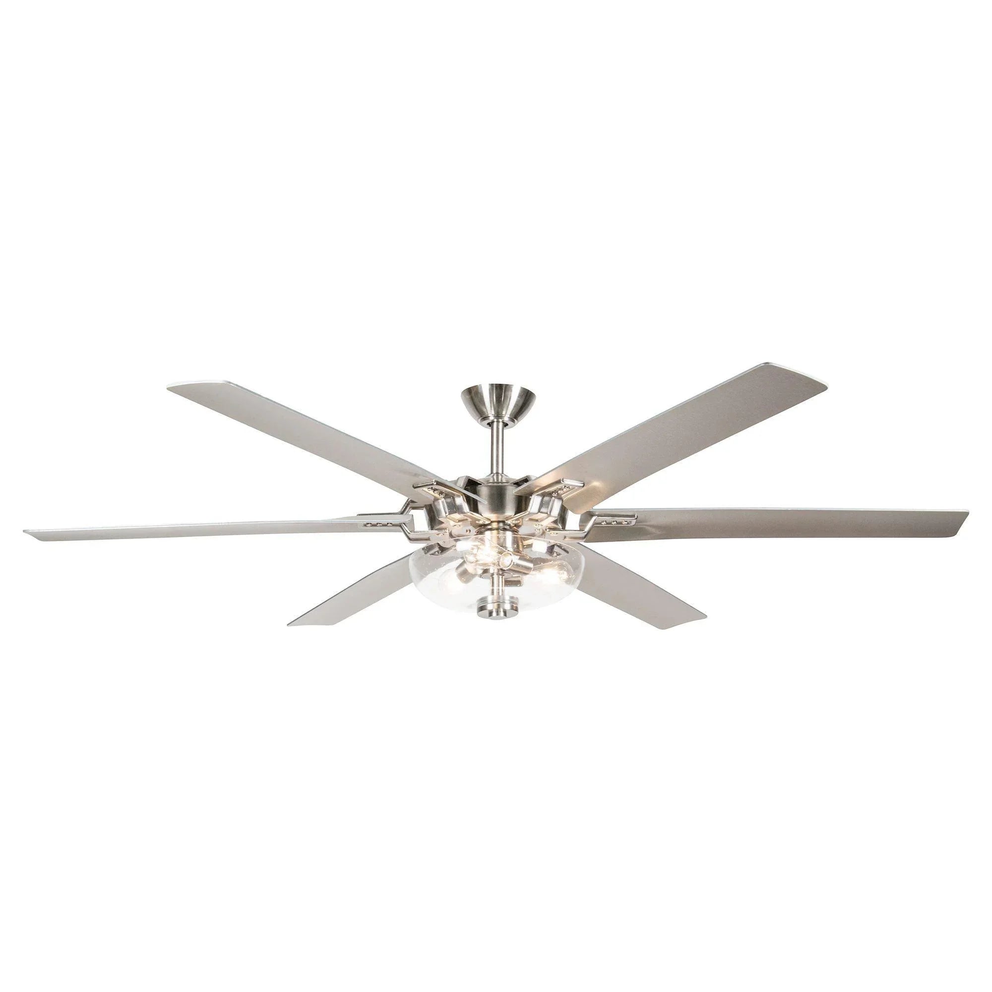178cm（70"） Modern Brushed Nickel DC Motor Downrod Mount Ceiling Fan with Lighting and Remote Control