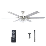 70" Modern Brushed Nickel DC Motor Downrod Mount Ceiling Fan with Lighting and Remote Control - Parrot Uncle UK