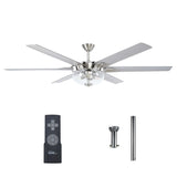 70" Modern Brushed Nickel DC Motor Downrod Mount Ceiling Fan with Lighting and Remote Control - Parrot Uncle UK