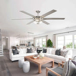 70" Modern Brushed Nickel DC Motor Downrod Mount Ceiling Fan with Lighting and Remote Control - Parrot Uncle UK