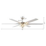 70" Modern Brushed Nickel DC Motor Downrod Mount Ceiling Fan with Lighting and Remote Control - Parrot Uncle UK