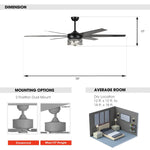 70" Modern DC Motor Downrod Mount Reversible Ceiling Fan with Lighting and Remote Control - Parrot Uncle UK