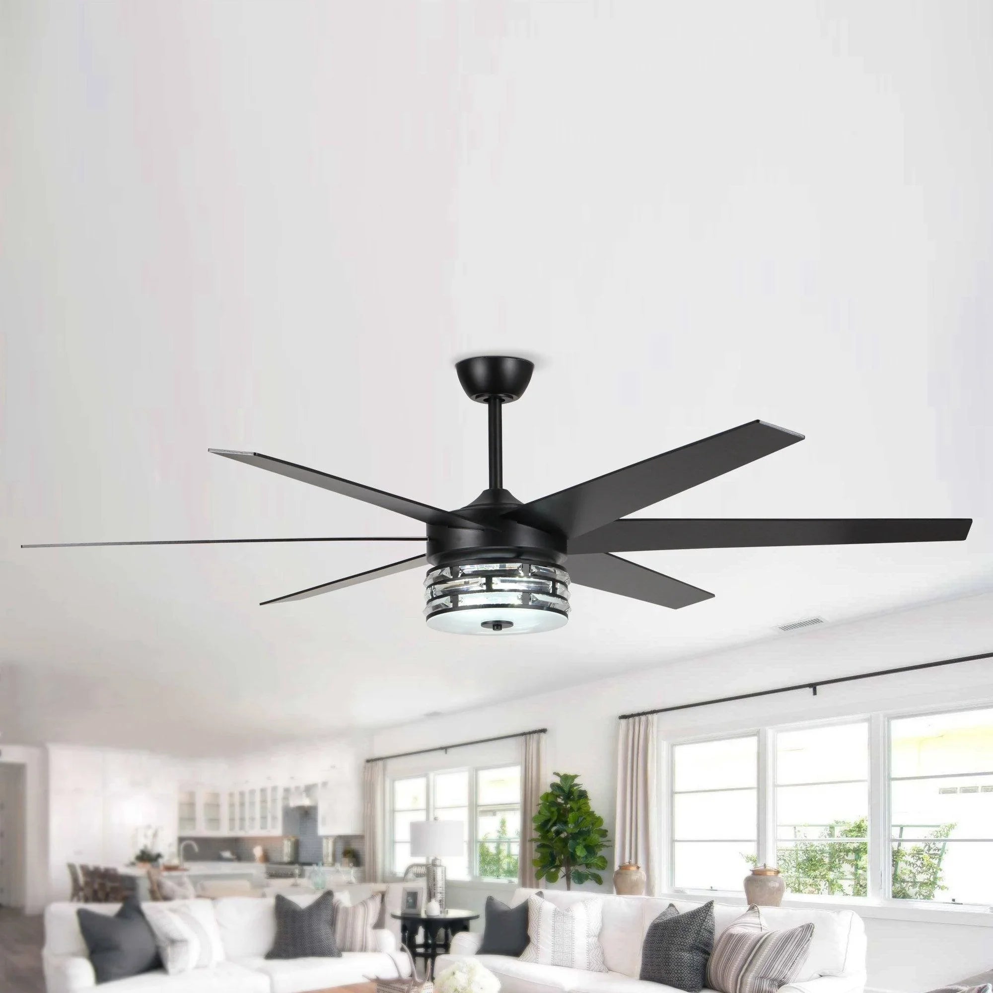 178cm（70"） Modern DC Motor Downrod Mount Reversible Ceiling Fan with Lighting and Remote Control