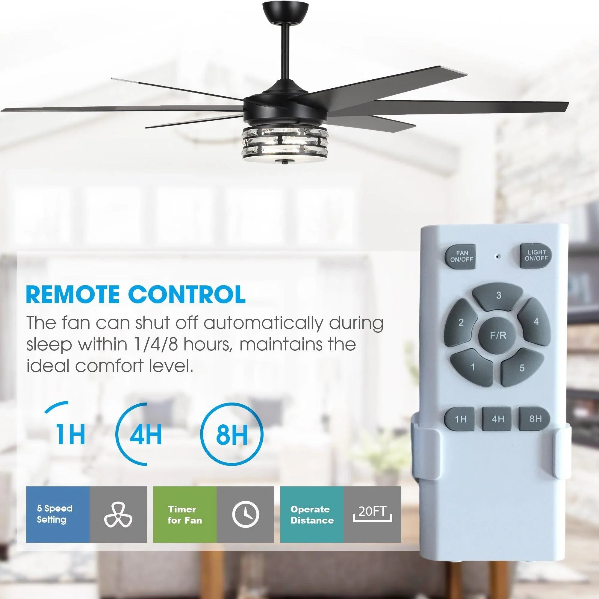 70" Modern DC Motor Downrod Mount Reversible Ceiling Fan with Lighting and Remote Control - Parrot Uncle UK