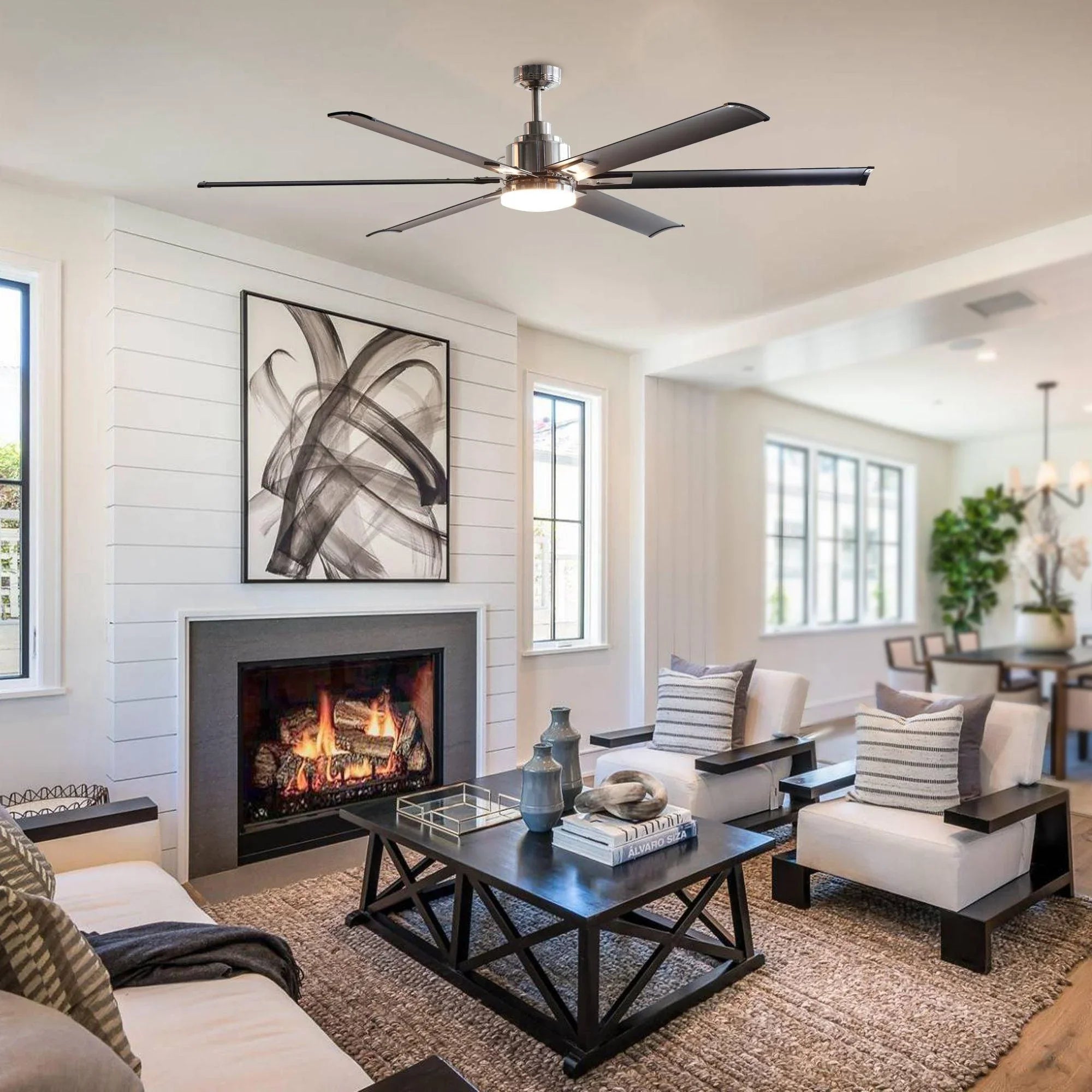 189cm (72") Bankston Modern DC Motor Downrod Mount Reversible Ceiling Fan with Lighting and Remote Control