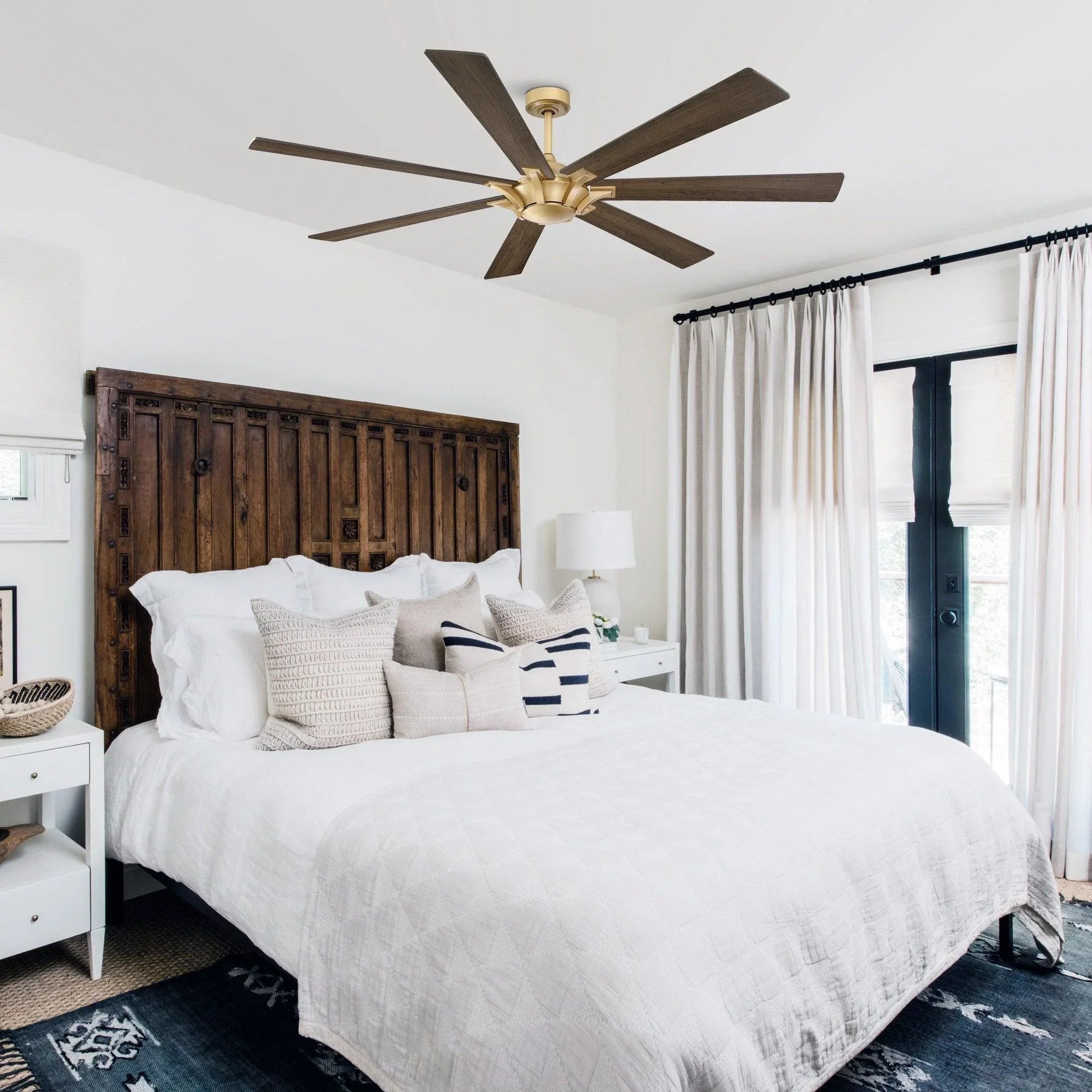 189cm (72") Farmhouse DC Motor Brushed Nickel Downrod Mount Reversible Ceiling Fan with Remote Control