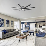 75" Industrial DC Motor Downrod Mount Reversible Ceiling Fan with Lighting and Remote Control