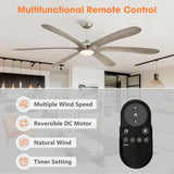 72" Jaydn Farmhouse Satin Nickel DC Motor Downrod Mount Reversible Ceiling Fan with Lighting and Remote Control - Parrot Uncle UK