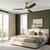 Louise Soft Brass Ceiling Fan 142 cm (56") with LED Light and 100% Solid Wood Blades