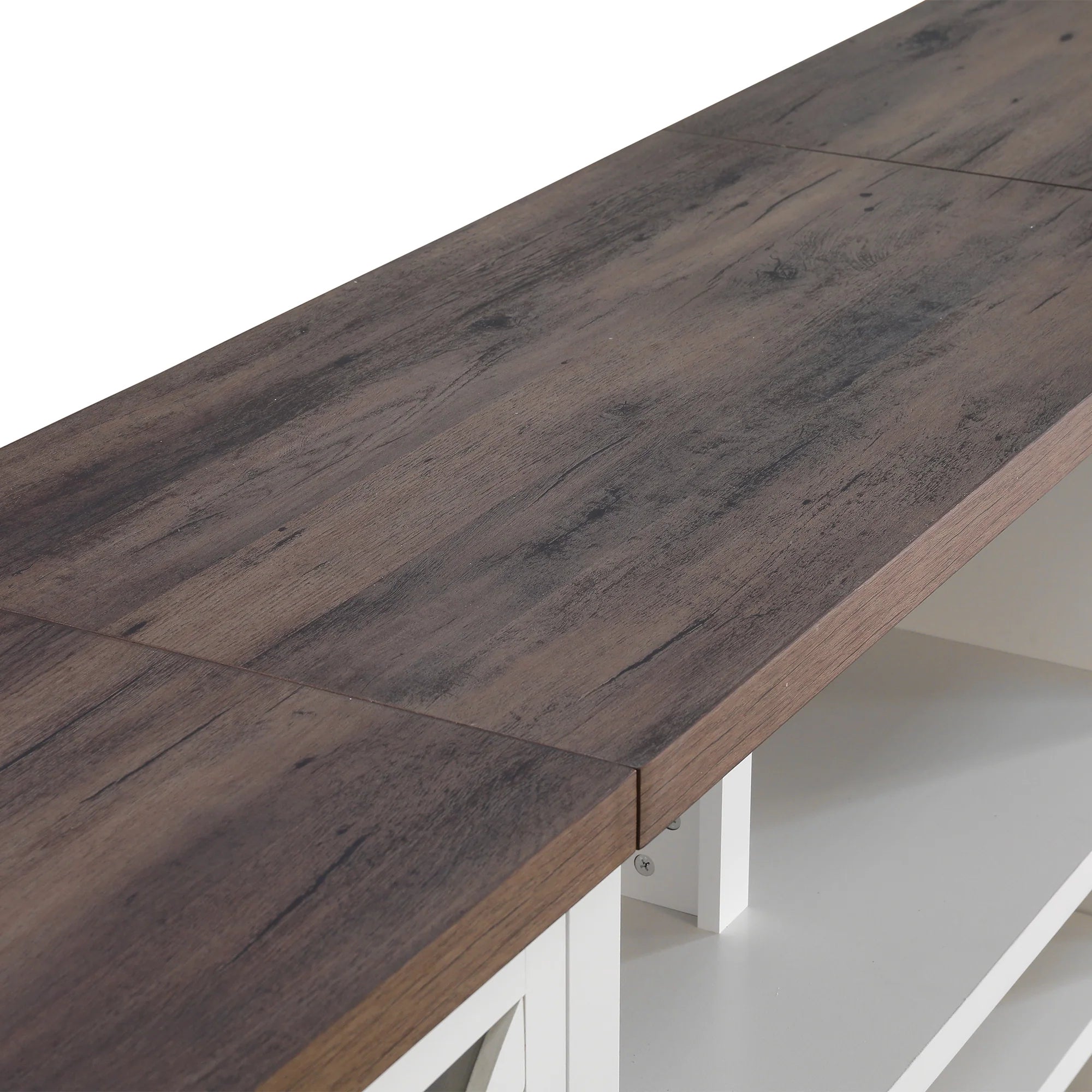 236cm White TV Stand With Storage Cabinet