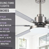 60" Lucknow Modern Ceiling Fan with Lighting and Remote Control