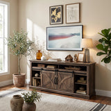 Rowan 173cm/68" Farmhouse Brown TV Stand with 23" Electric Fireplace Inset