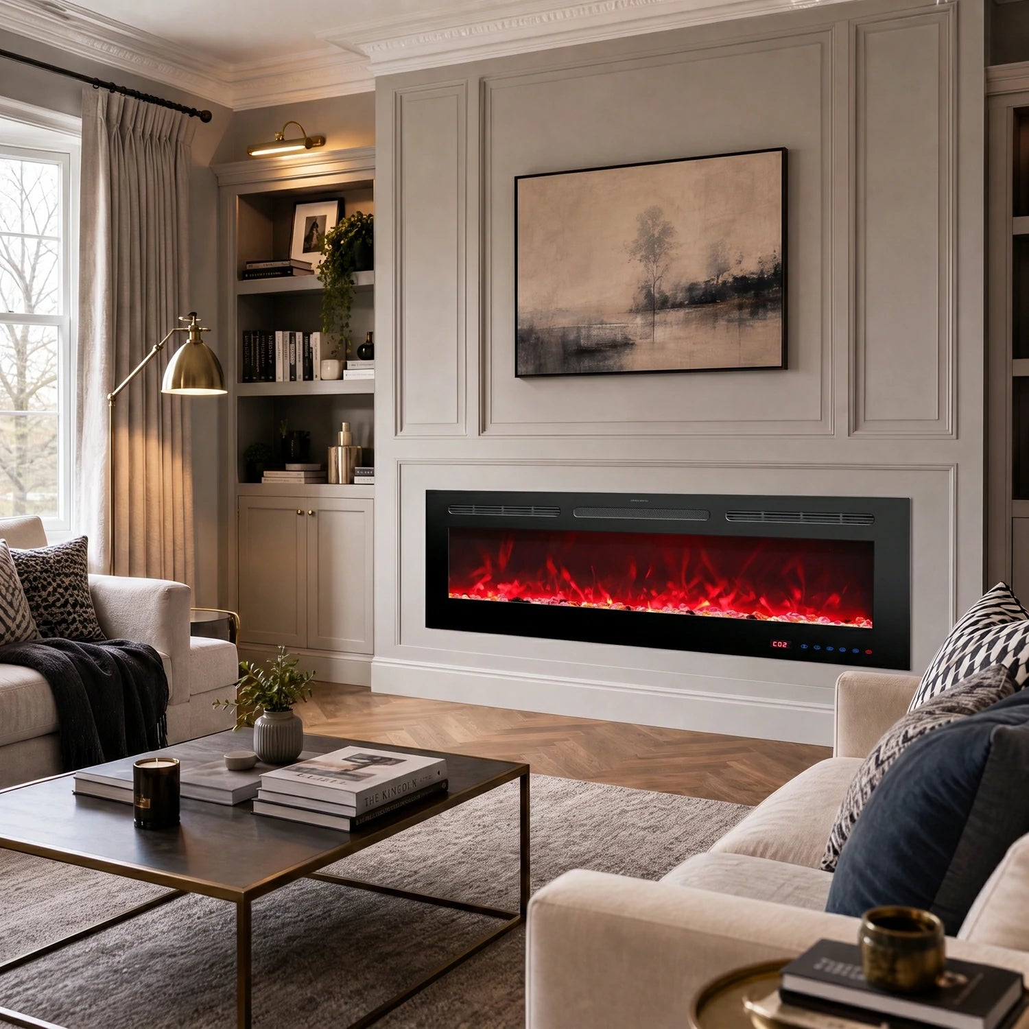 1524mm 60" EF60R Built-In Electric Fire Hole in the Wall Electric Fire with 13 Flame Colors