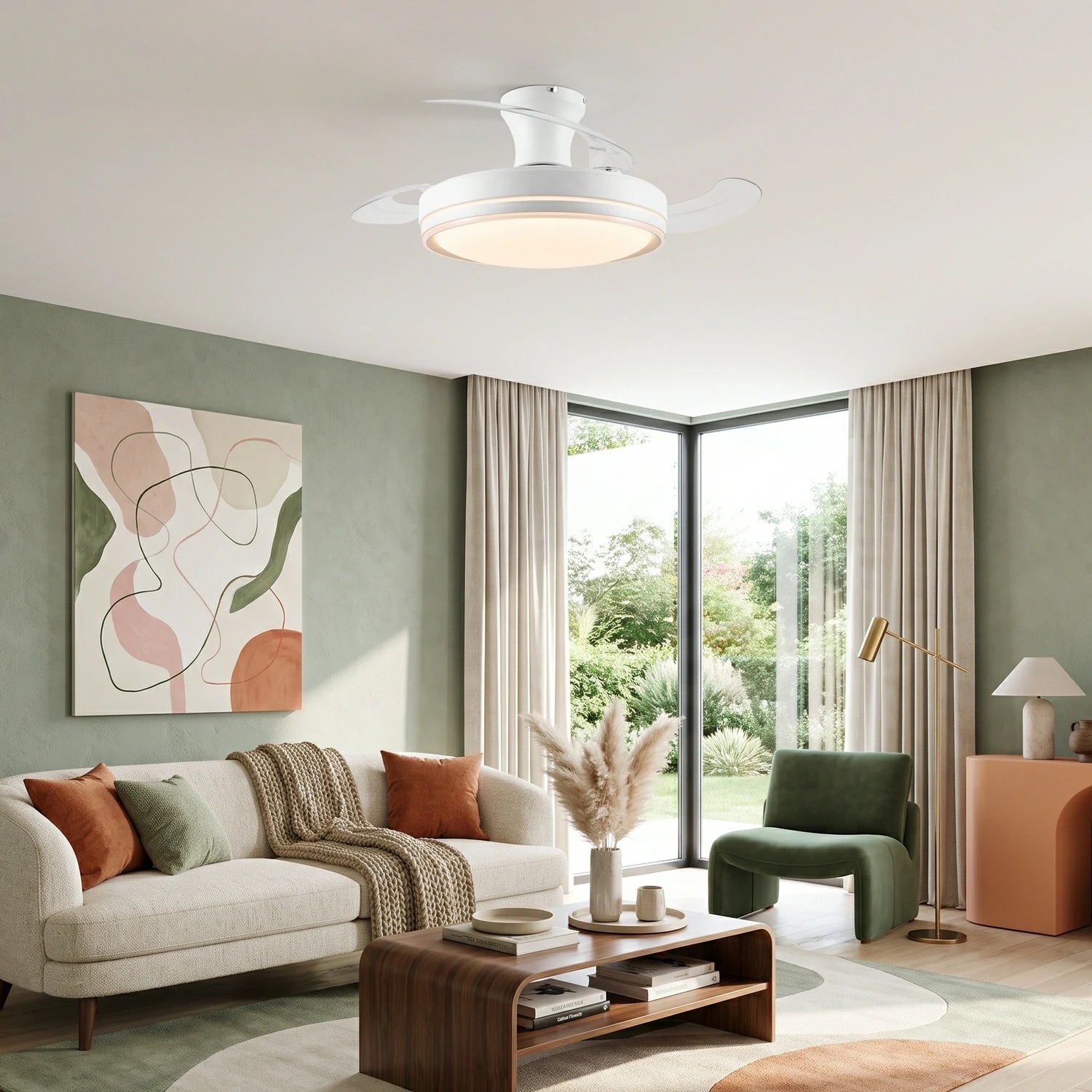 Aura Ultra-Quiet DC Motor Ceiling Fan 106cm (42") with Retractable Blades and LED Light