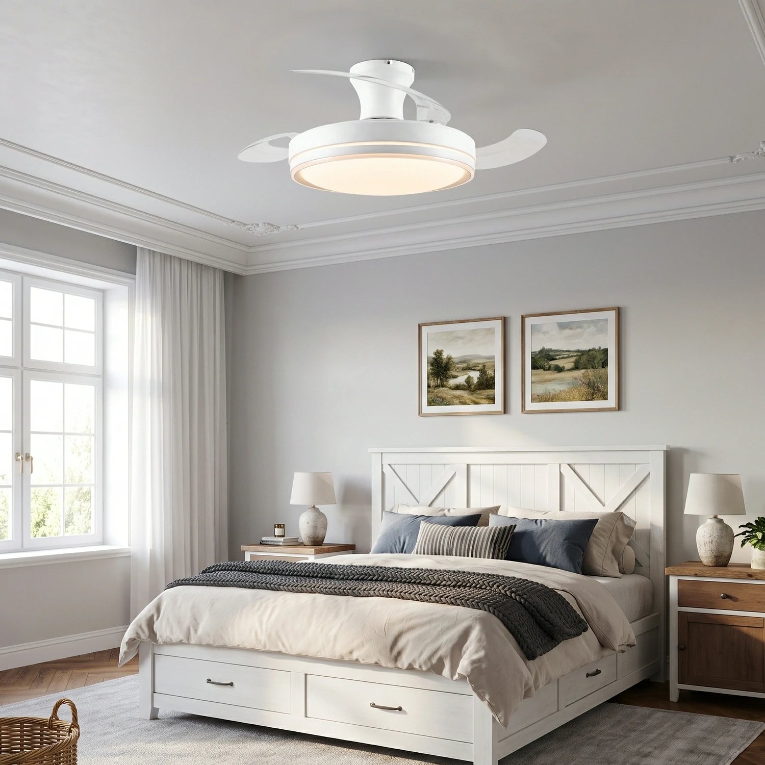 Aura Ultra-Quiet DC Motor Ceiling Fan 106cm (42") with Retractable Blades and LED Light