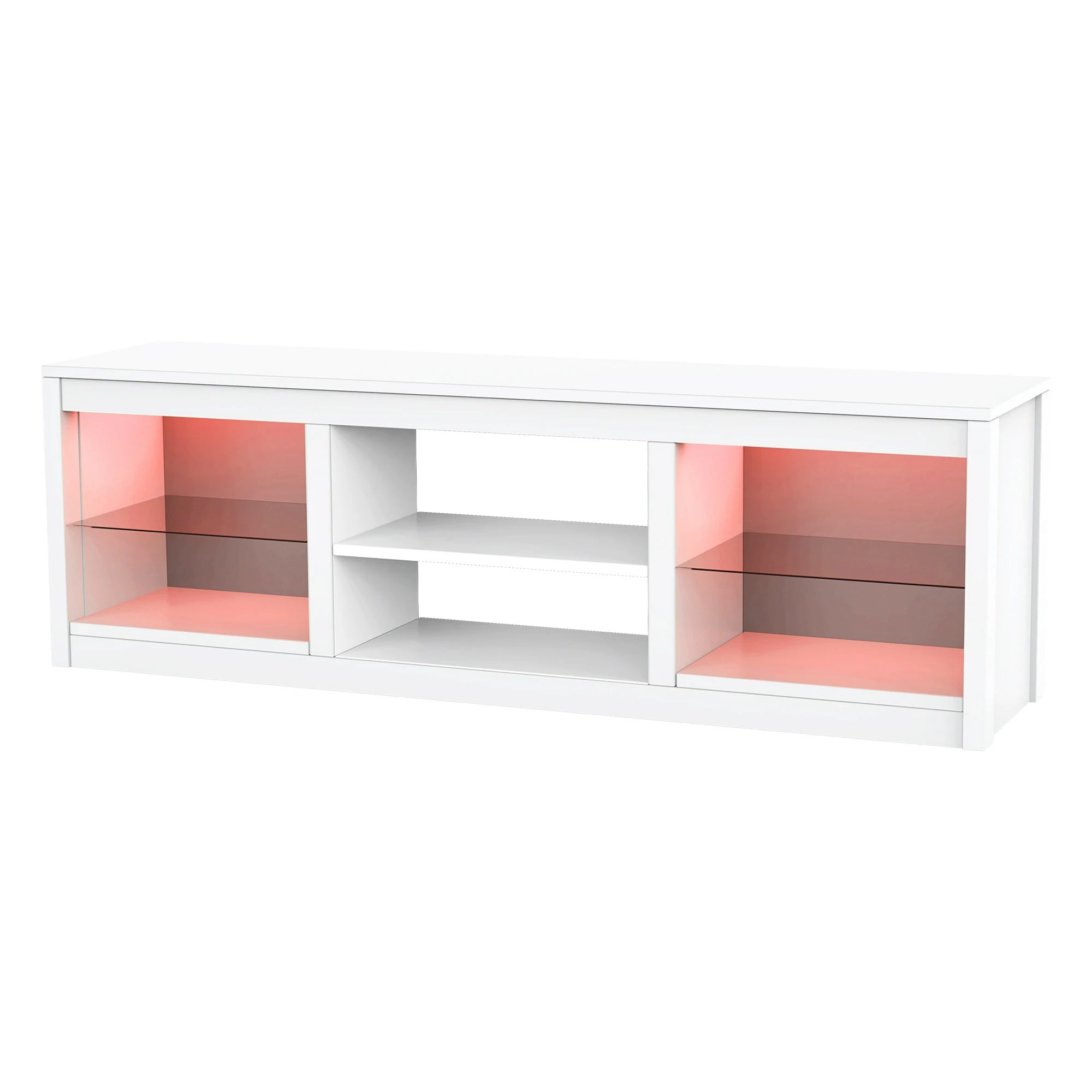 168cm/66" LED TV Stand Fits Up to 75" TVs with LED Shelf Lighting