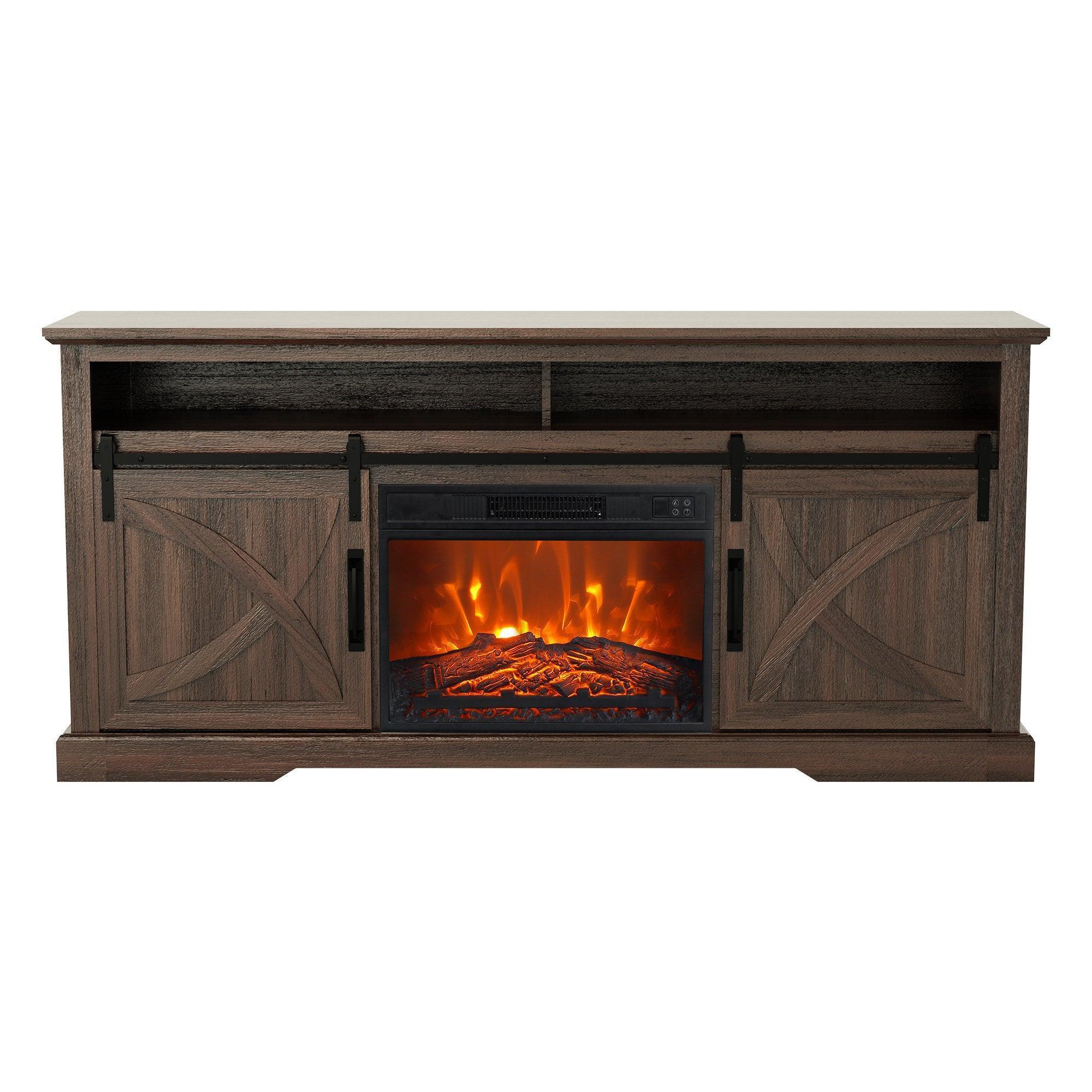 173cm/68" Farmhouse TV Stand with 23" Electric Fireplace Inset