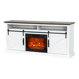 Brimley 173cm/68" Farmhouse White TV Stand with 23" Electric Fireplace Inset