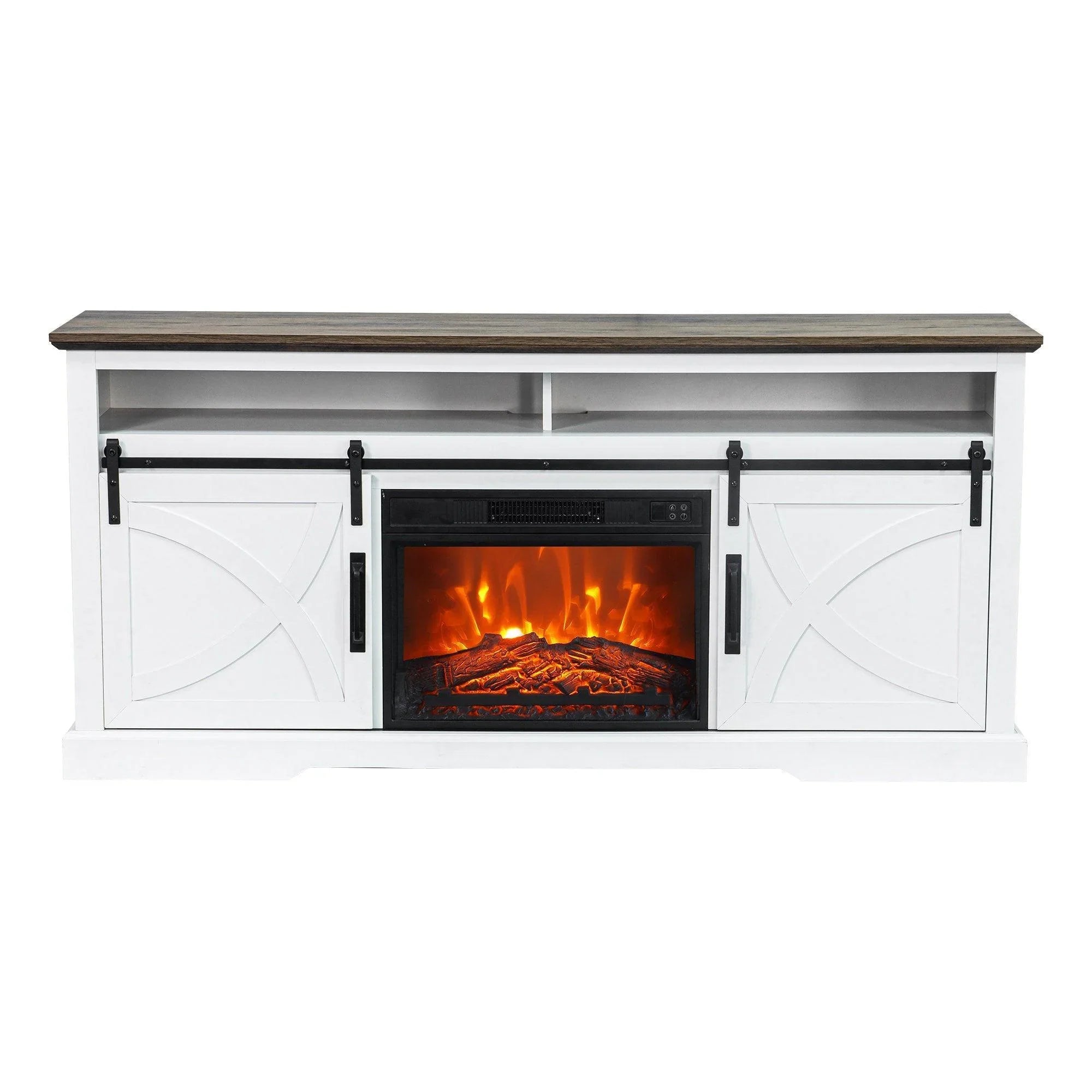 173cm/68" Farmhouse TV Stand with 23" Electric Fireplace Inset