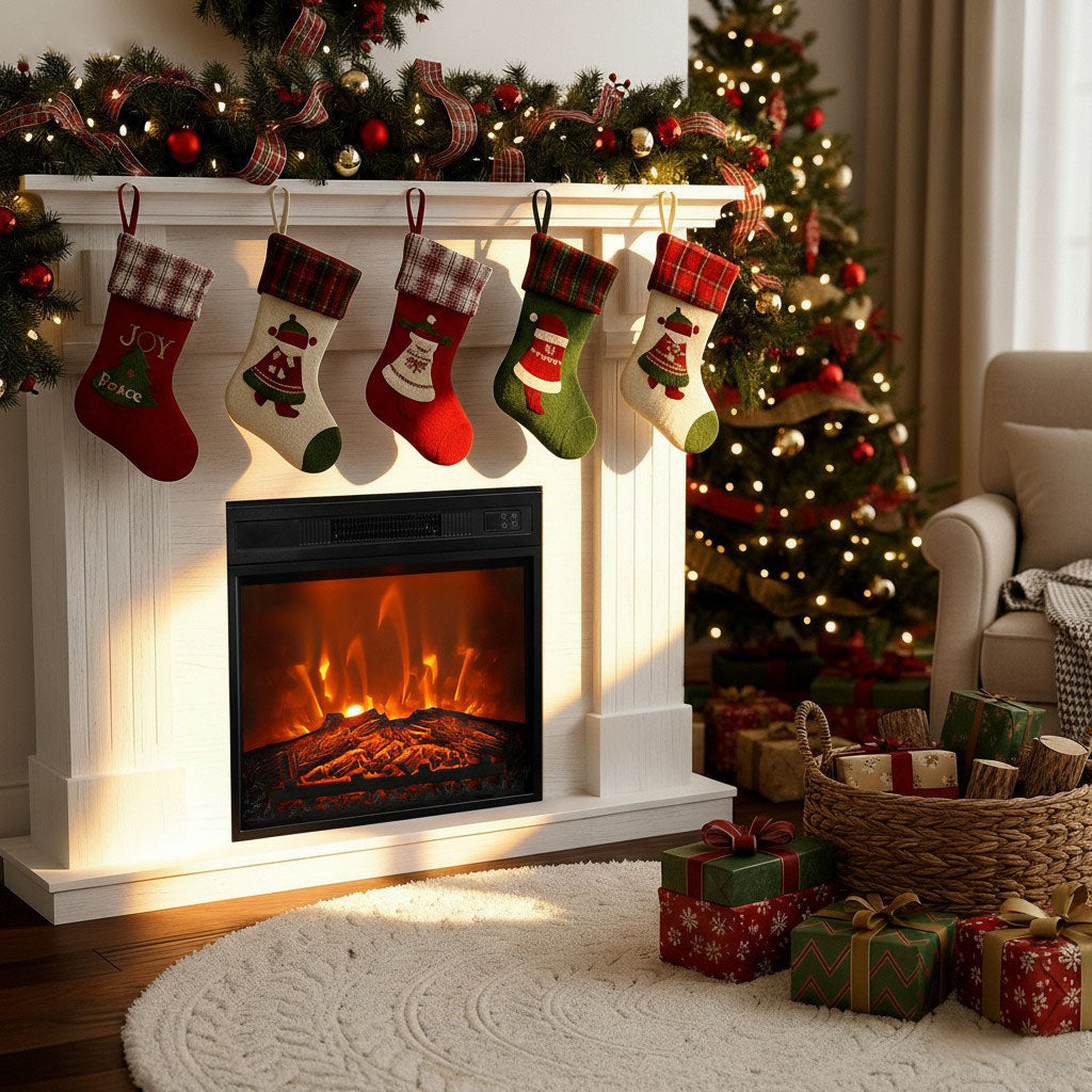 18" Modern Black Inset Electric Fireplace with Remote Control - Parrot Uncle UK